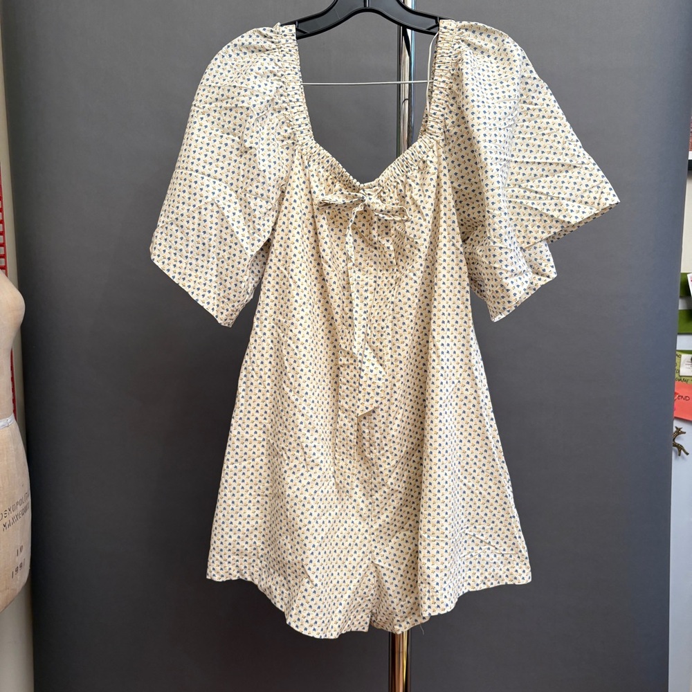 Cream floral print Women's romper